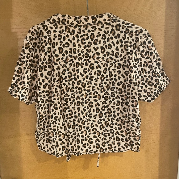 Divided Leopard-print Tied Button-down Shirt - Picture 2 of 4